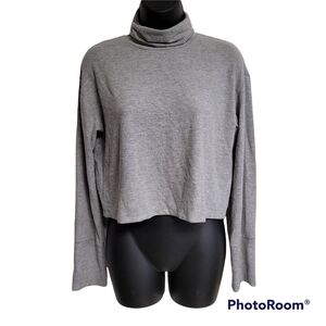 Project Social T grey cropped turtleneck knit top